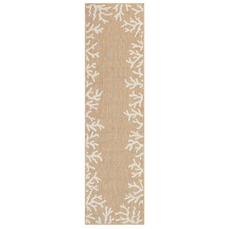 Liora Manne Carmel Coral Border Indoor/Outdoor Rug Sand 1'11" x 7'6"