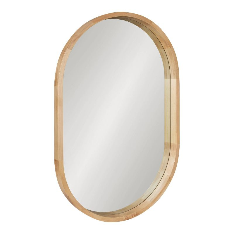 24" x 36" Hutton Wood Framed Capsule Wall Mirror Natural: Scandinavian Style, Poplar Frame - Kate & Laurel