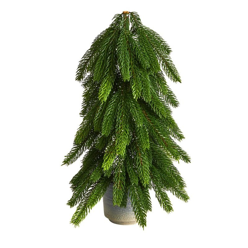 Nearly Natural 17-in Christmas Pine Artificial Tree in Decorative Planter