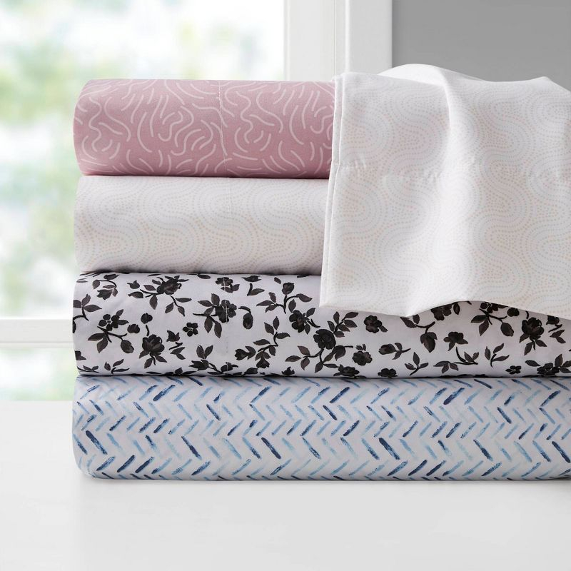 Intelligent Design Queen Print Microfiber All Season Soft Wrinkle Free Sheet Set Beige: Machine Washable, Elastic Fitted Sheet, OEKO-TEX Certified