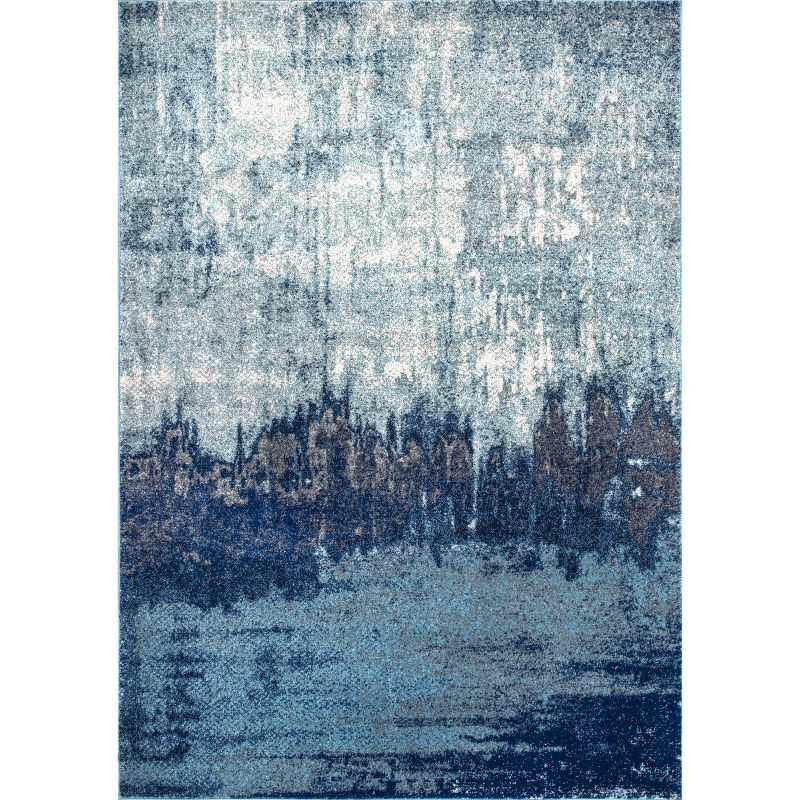 Nuloom Alayna Abstract 3x5 Accent Indoor Area Rug for Living Room Bedroom Dining Room Entryway Kitchen, Blue/Ivory