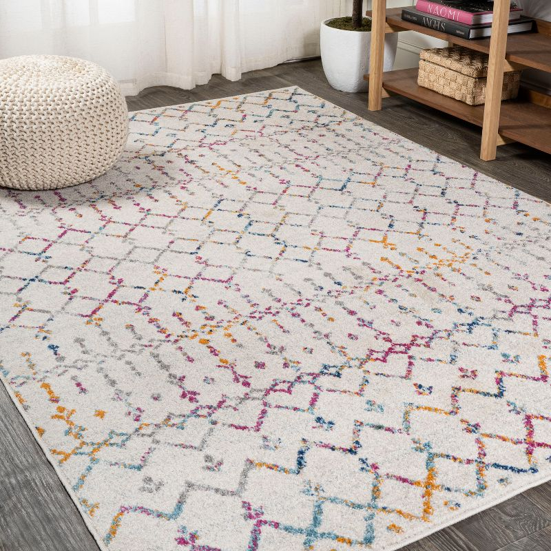 JONATHAN Y Moroccan HYPE Boho Vintage Diamond Ivory/Multi 3 ft. x 5 ft. Area Rug
