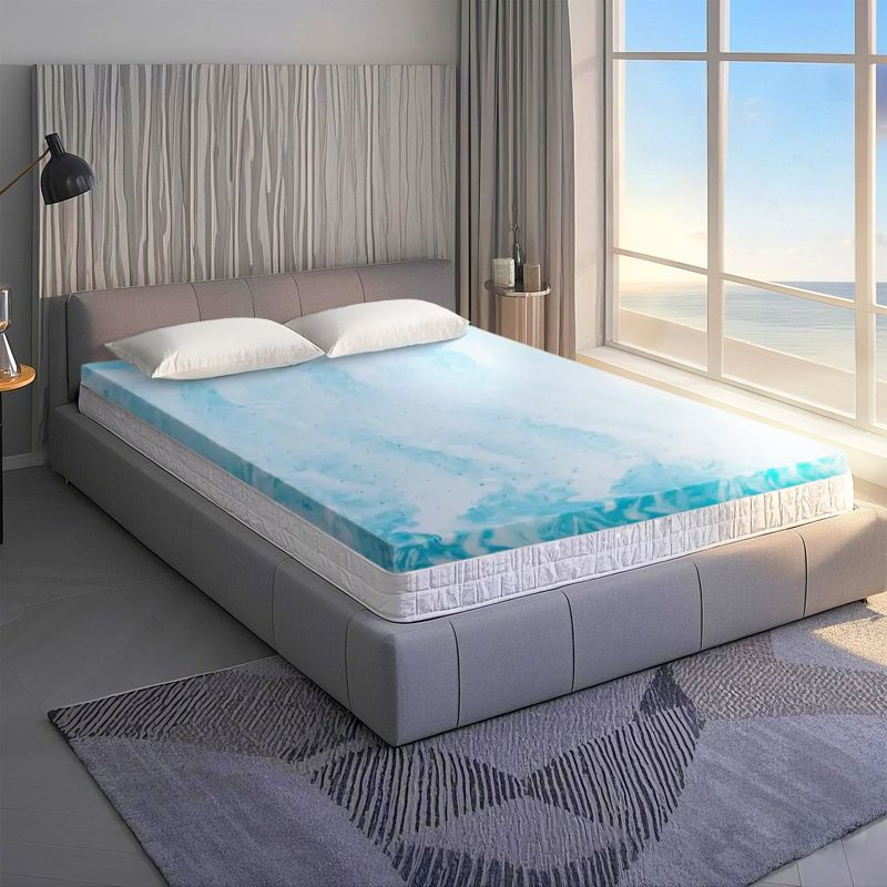 Bestier 4" Ventilated Liquid Gel Memory Foam Cooling Mattress Topper—Queen