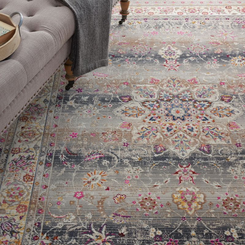 Nourison Vintage Kashan VKA01 Gray/Ivory/Pink Indoor Area Rug - 5'3 x 7'10