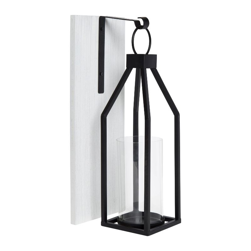 Kate and Laurel Oakly Rectangle Wood Wall Sconce, 7x18, White