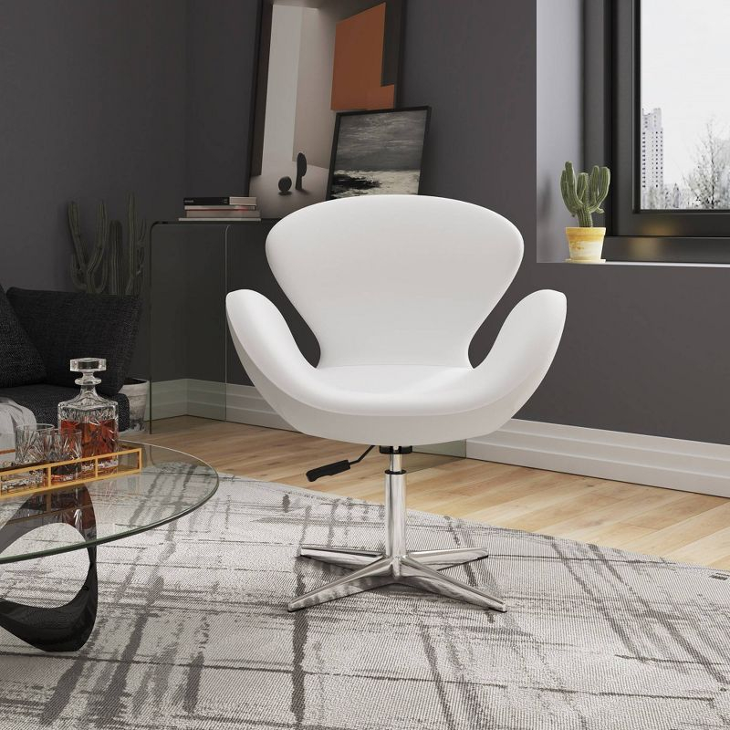 Set of 2 Raspberry Faux Leather Adjustable Swivel Chairs White - Manhattan Comfort