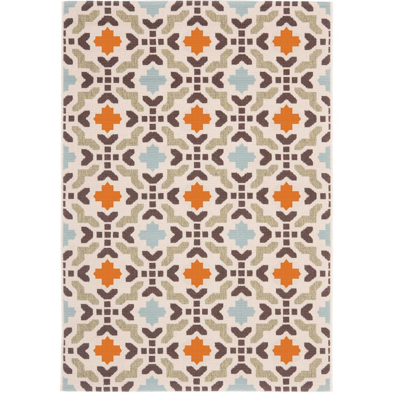 Veranda VER080 Power Loomed Indoor/Outdoor Accent Rug - Cream/Terracotta - 2'x3'7" - Safavieh
