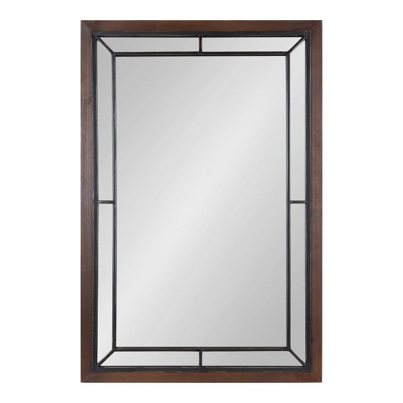 Kate & Laurel All Things Decor 24" x 36" Audubon Rectangle Wall Mirror Rustic Brown : Vintage Farmhouse Style, MDF Frame
