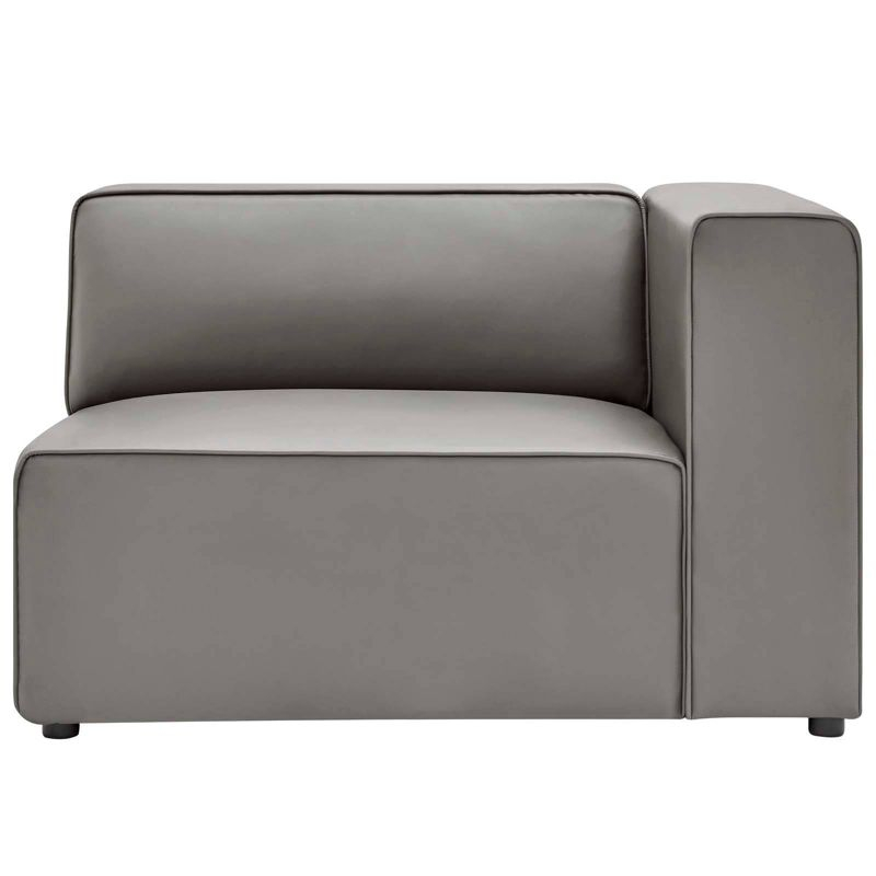 Mingle Vegan Leather Right Armchair Gray - Modway: Contemporary Modular Lounge Furniture, No Assembly Required