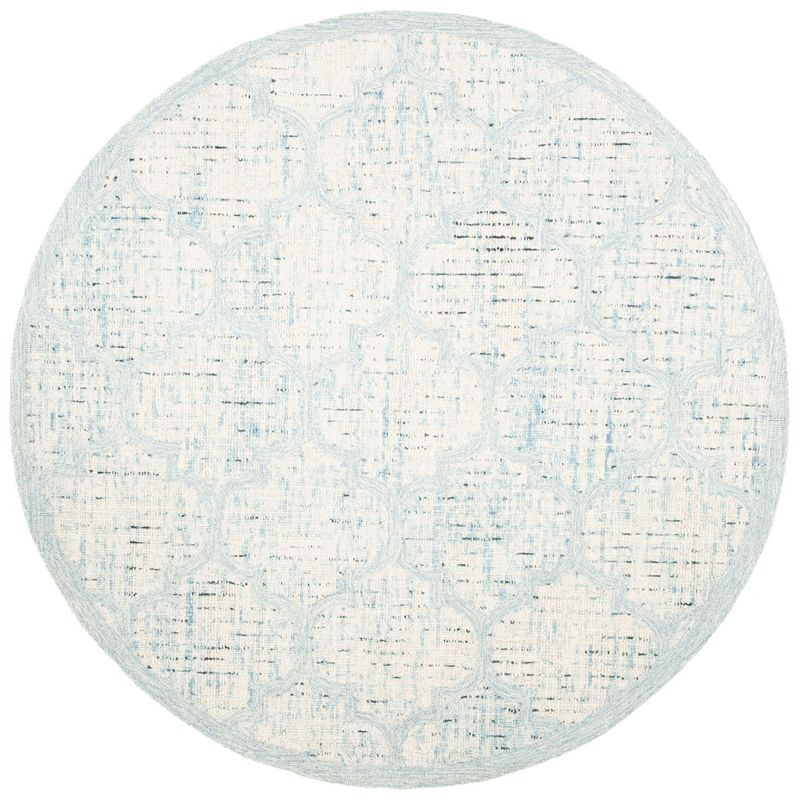 Abstract ABT474 Handmade Indoor Area Rug - Ivory/Turquoise - 6' Round - Safavieh