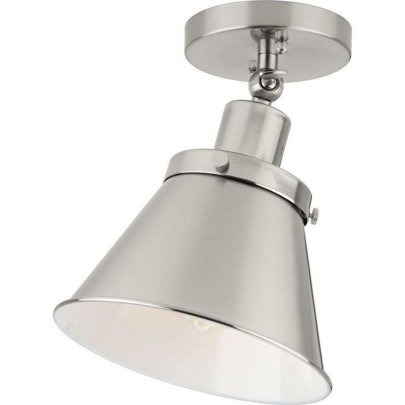 Progress Lighting, Hinton Collection, 1-Light, Semi-Flush Mount Ceiling Light, Brushed Nickel, Metal Shade