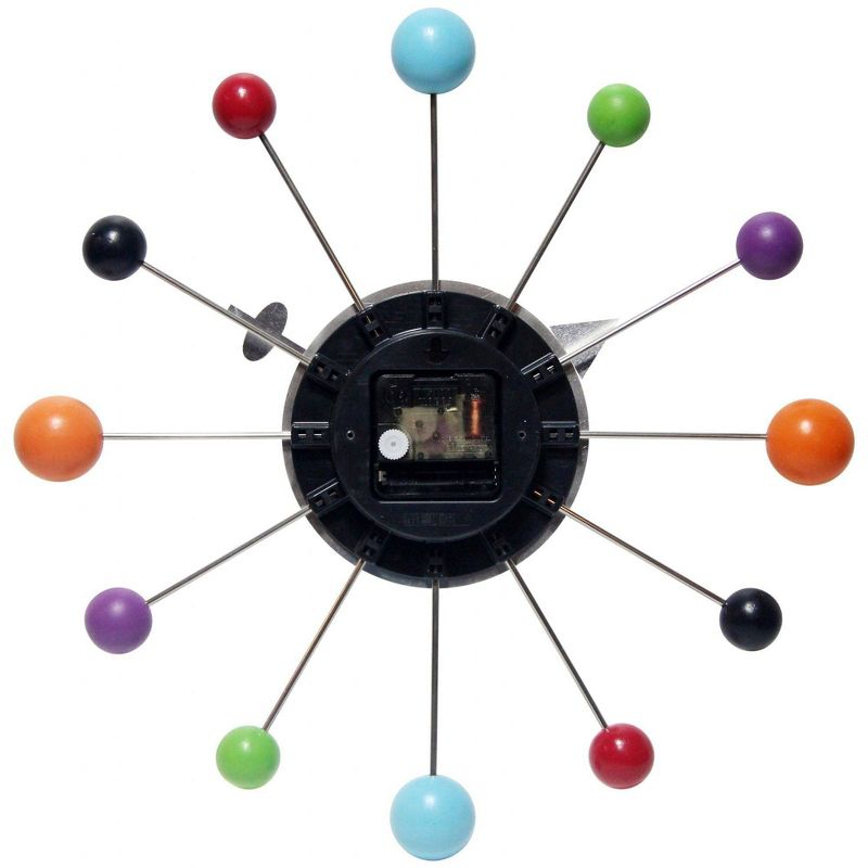 15" Orb Spoke Retro Wall Clock White - Infinity Instruments: Modern Analog Display, Indoor Use, Metal Frame