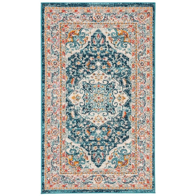 Phoenix PHX154 Power Loomed Indoor Accent Rug - 3'x5' - Ivory/Blue - Safavieh