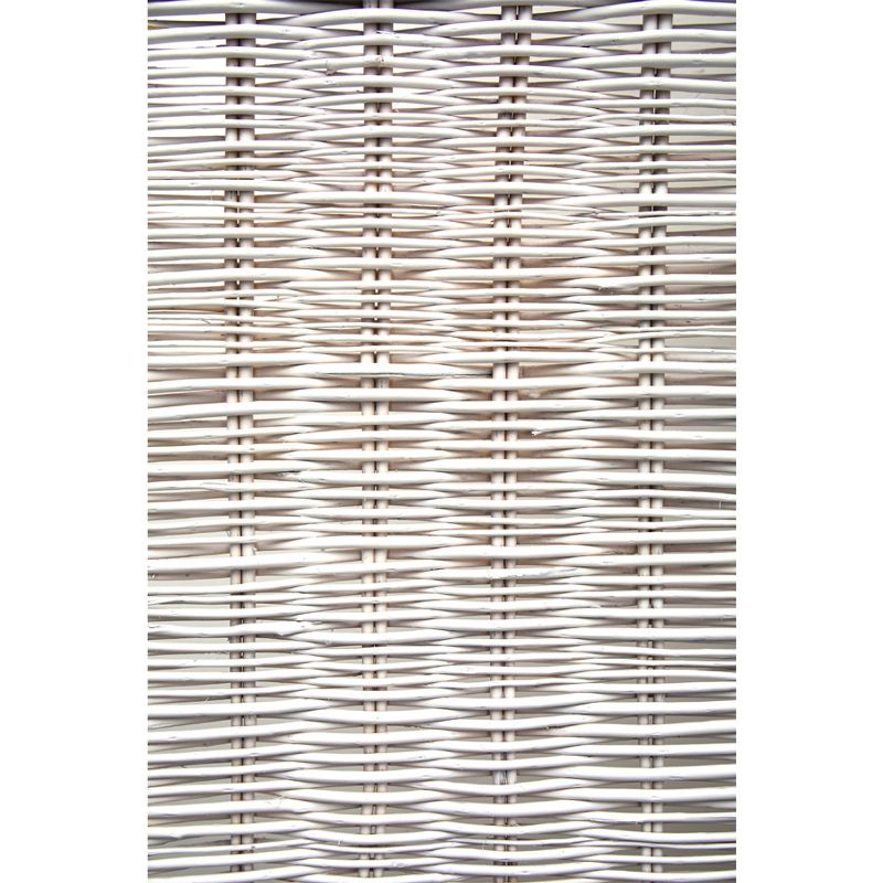 Legacy Decor 4 Panel White Color Wicker and Wood Screen Room Divider
