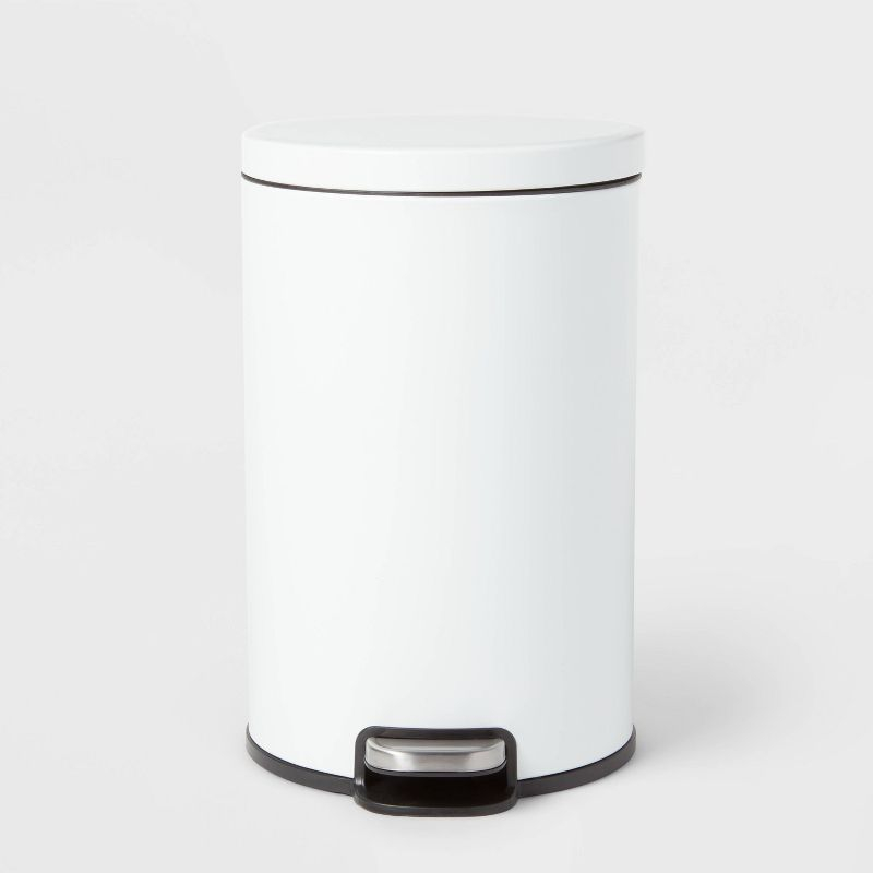 12L Round Step Trash Can White - Brightroom™: Stainless Steel, Indoor Bin with Lid, Smooth Finish, 3.1 Gallon Capacity