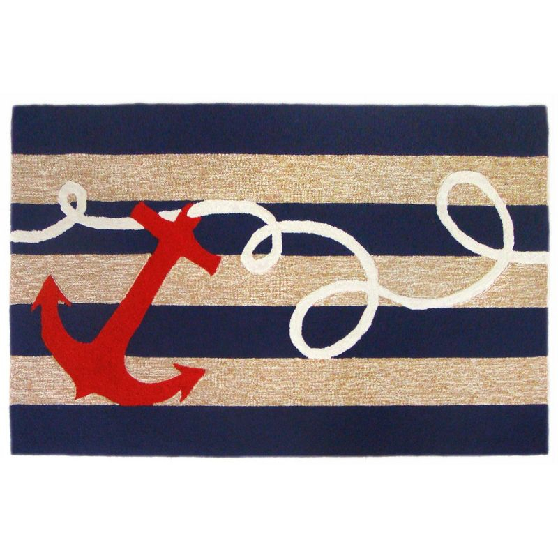 Liora Manne Frontporch Anchor Indoor/Outdoor Rug Navy 5' x 7'6"