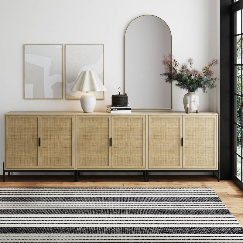 Nathan James Set of 3 Andrew Rattan Storage Cabinet Light Oak