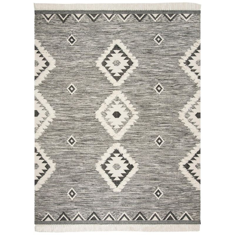 Kenya KNY906 Hand Knotted Area Rug - Black/Ivory - 8'x10' - Safavieh.