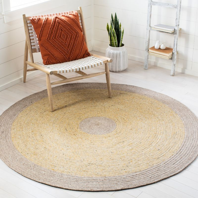 Braided BRD908 Hand Woven Area Rug - Gold/Beige - 5' round - Safavieh.