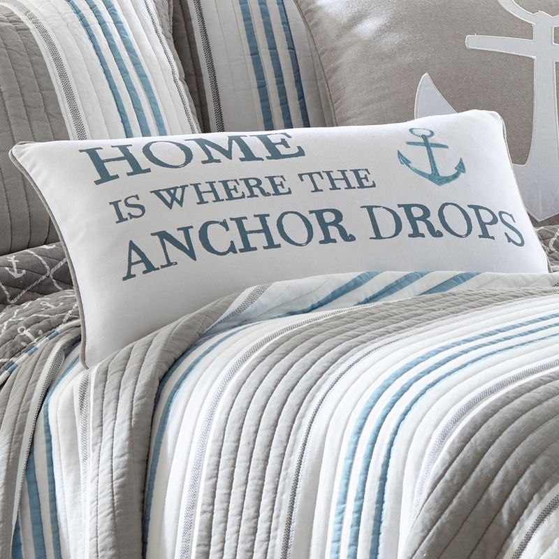 Provincetown Home Anchor Pillow - Teal and White - Levtex Home