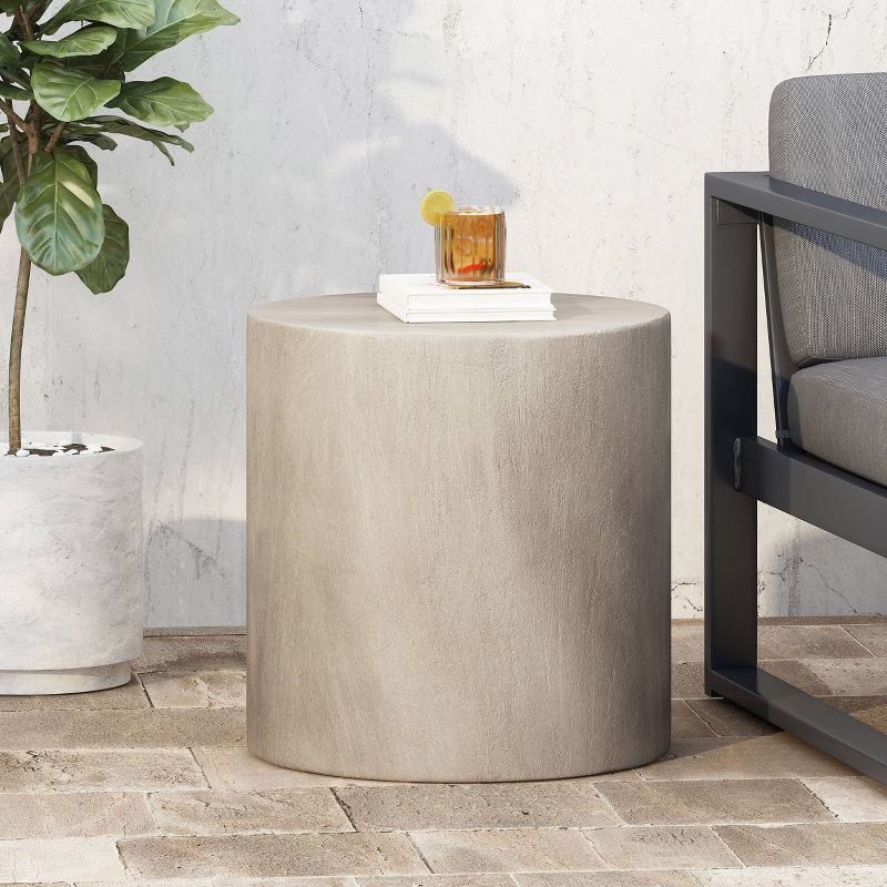 Christopher Knight Home Massey Patio Stone Side Table Light Gray