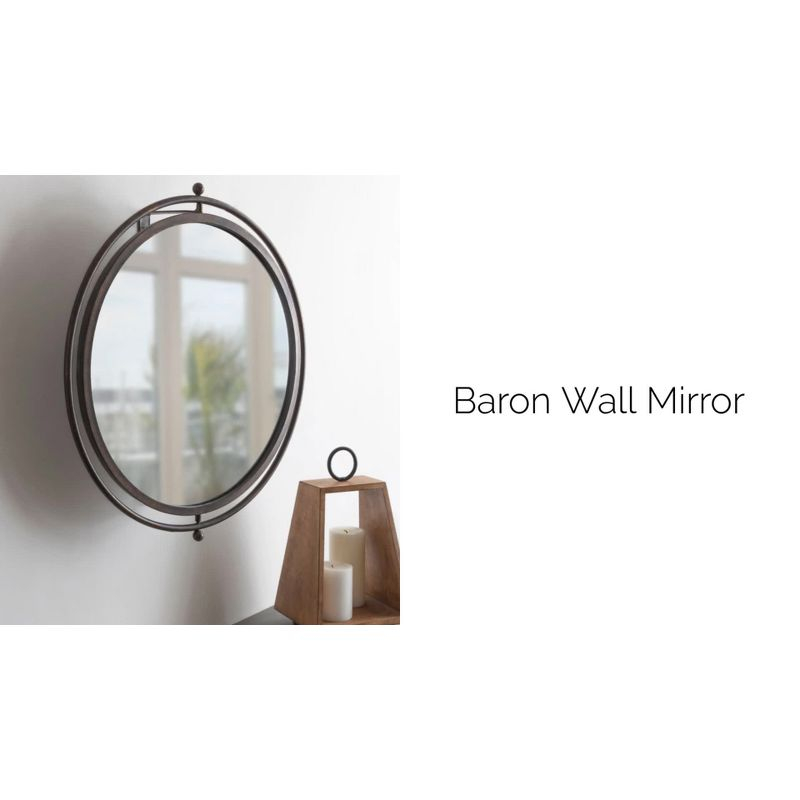 21"x23" Baron Pivot Decorative Wall Mirror Silver - Kate & Laurel All Things Decor: Swivel Rod, Easy Mount