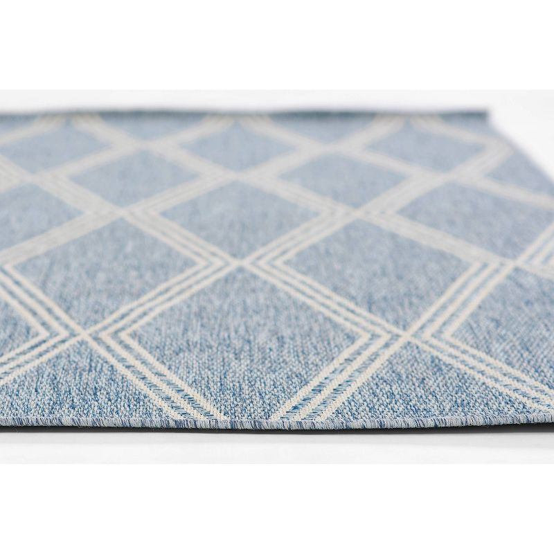 Momeni 5'3"x7' Hampton Ozzy Machine Loomed Indoor/Outdoor Area Rug Blue: Geometric Pattern, Low Pile, Polypropylene