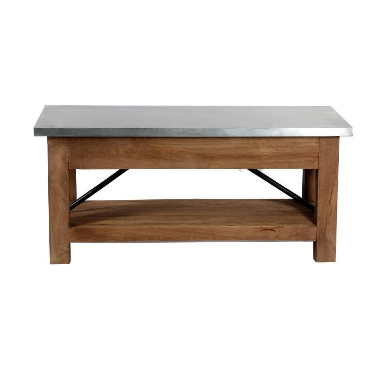 Alaterre Furniture Millwork Bench with Shelf Wood and Zinc Silver/Light Amber: Mid-Century Modern, 300 lbs Capacity