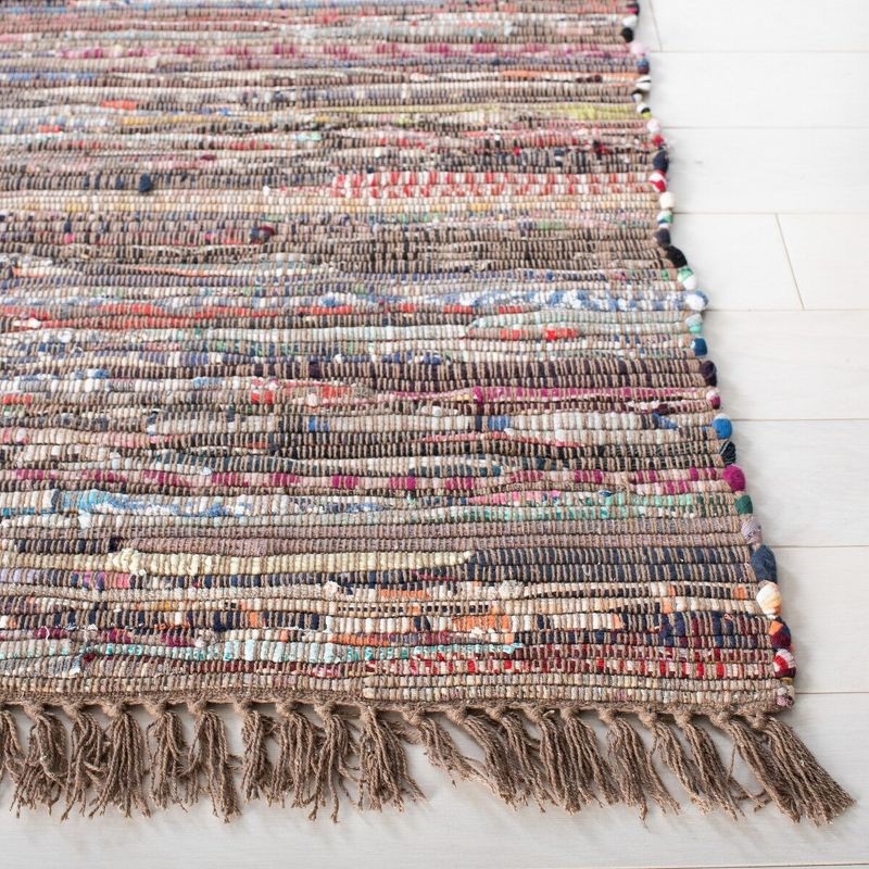 Rag Rug RAR121 Hand Woven Indoor Area Rug - 6'x6' - Rust/Multi - Safavieh