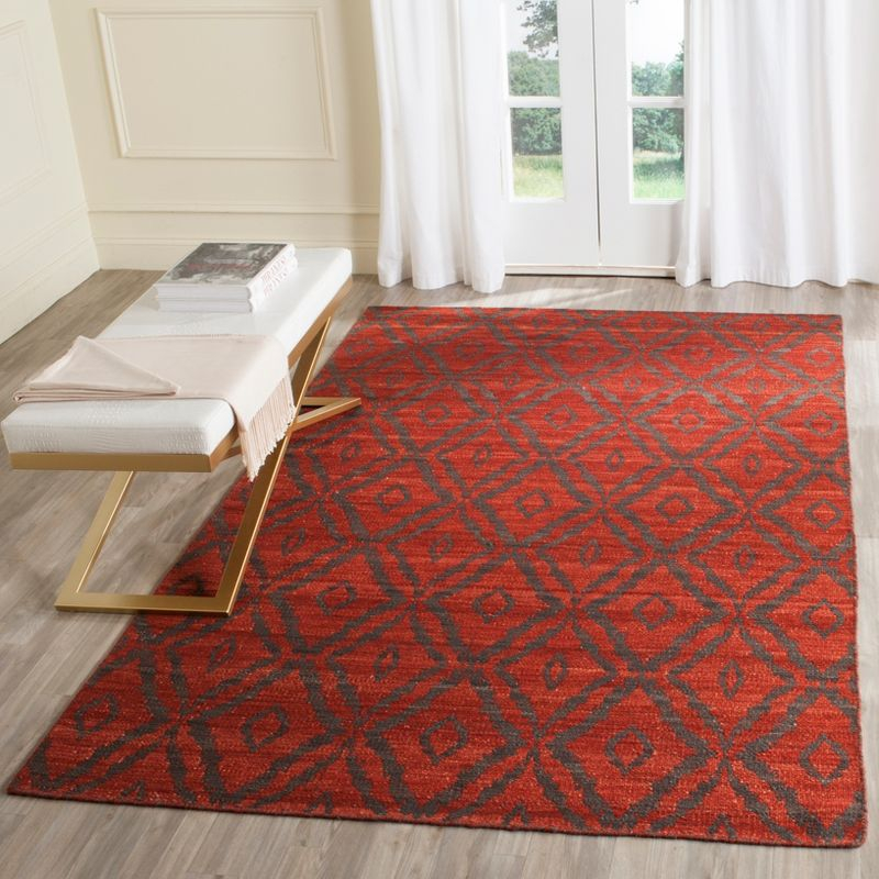 Kilim KLM215 Hand Woven Area Rug - Rust/Grey - 5'x8' - Safavieh.