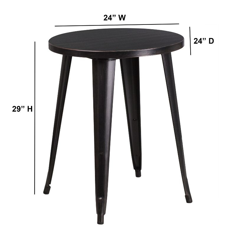 Flash Furniture Commercial Grade 24" Round Black-Antique Gold Metal Indoor-Outdoor Table