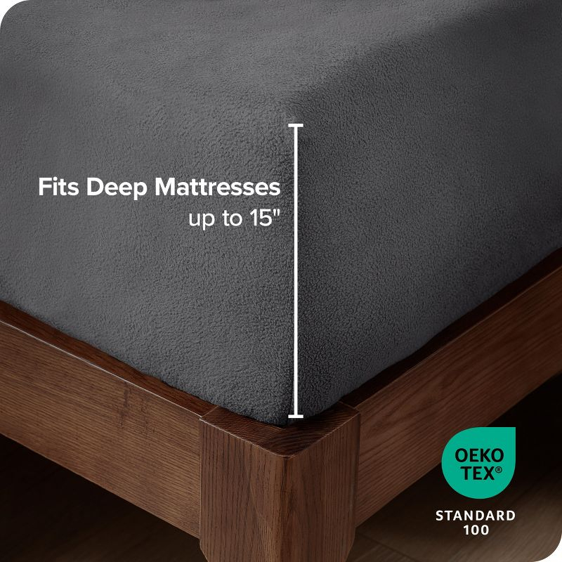 Twin Size Grey Polar Fleece Fitted Sheet by Bare Home