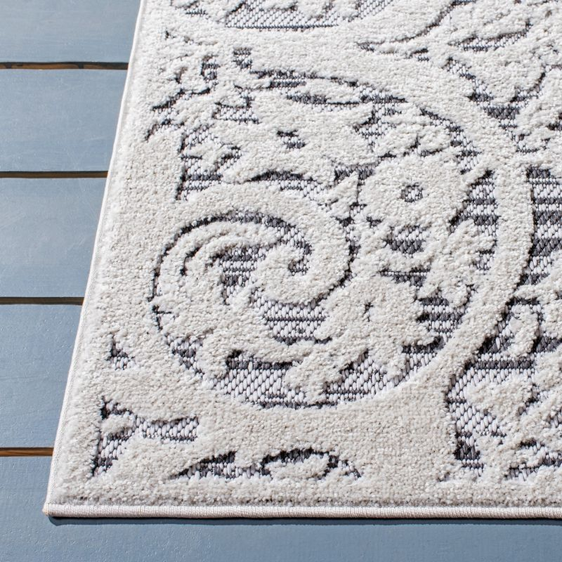 Cabana CBN656 Power Loomed Indoor/Outdoor Area Rug - Ivory/Grey - 6'7" X 6'7" Square - Safavieh.