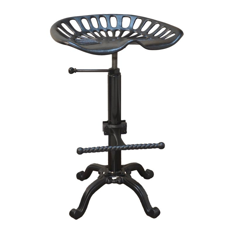 Carolina Living Adjustable Tractor Seat Counter Height Barstool Black: Vintage Style, Iron Base, 22-33" Height