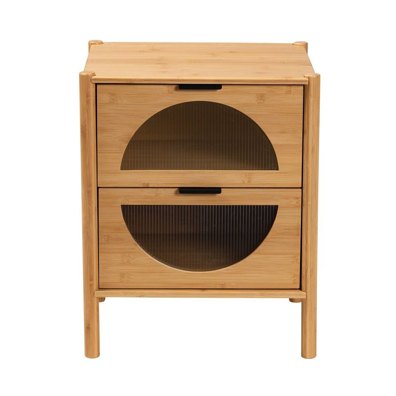 Naresh Bamboo Wood 2 Drawer End Table Natural Brown - Baxton Studio