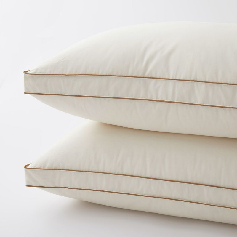 Peace Nest 2 Pack 100% Organic Cotton Gusseted Down Feather Bed Pillows, Pillow-in-a-pillow Design, Standard
