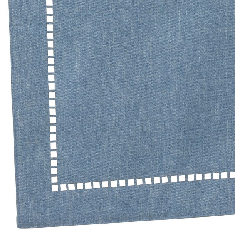 Saro Lifestyle Dining Table Runner With Laser-Cut Hemstitch Design, Denim, 14" x 54"