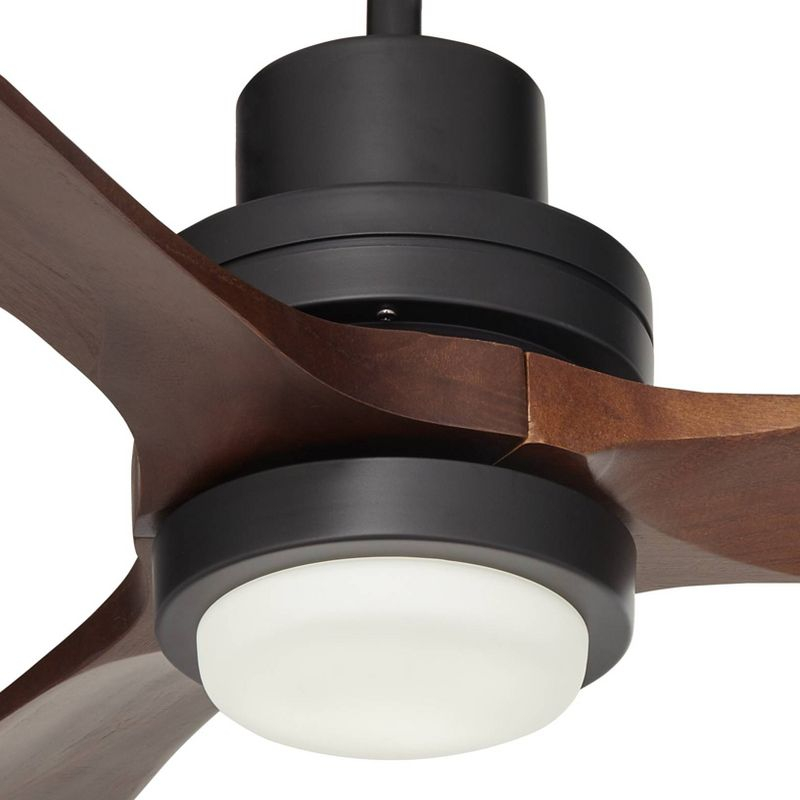 66" Casa Vieja Delta-Wing XL DC Industrial Indoor Ceiling Fan with LED Light Remote Control Matte Black Walnut Opal Glass for Living Room Kitchen