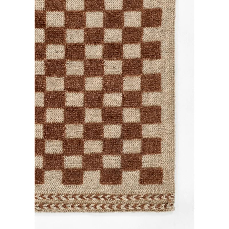 Momeni 2'6"x8' Willow Check Handwoven Runner Rug Brown: Wool, Low Pile, Classic Pattern, Indoor Use, Handmade