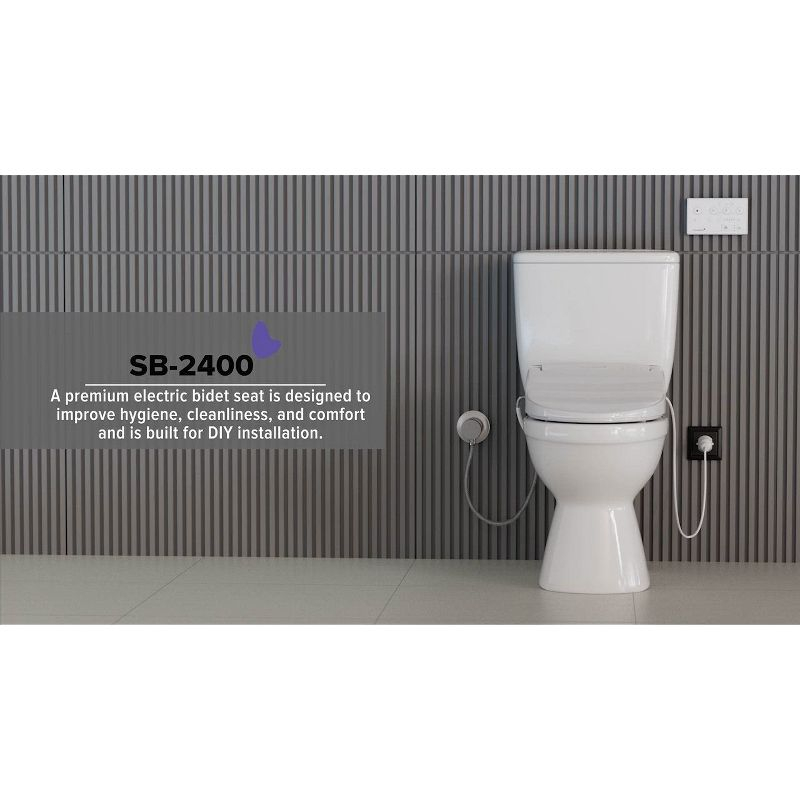 SB-2400ER Electric Bidet Toilet Seat for French Curve and Elongated Toilets White - SmartBidet: Heated, Polypropylene with Warmer Function