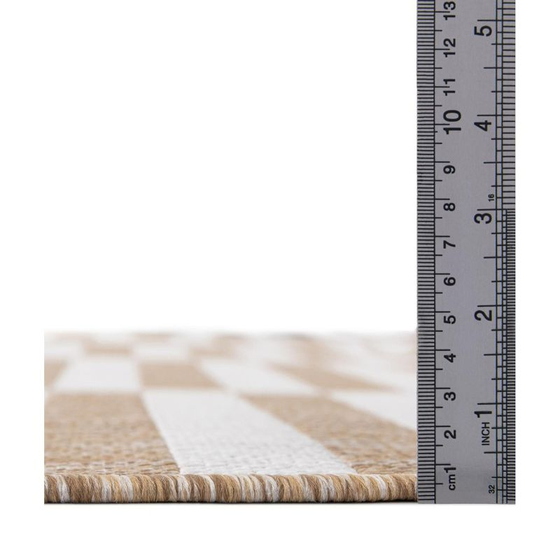 Unique Loom 5' 1 x 8' 0 Rectangle Indoor/Outdoor Striped Taupe Area Rug