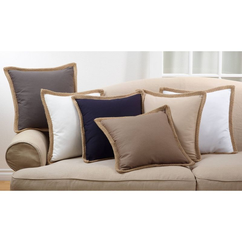 20"x20" Oversize Jute Braided Down Filled Square Throw Pillow Ivory - Saro Lifestyle: Cotton, Duck Feather, Zipper Closure