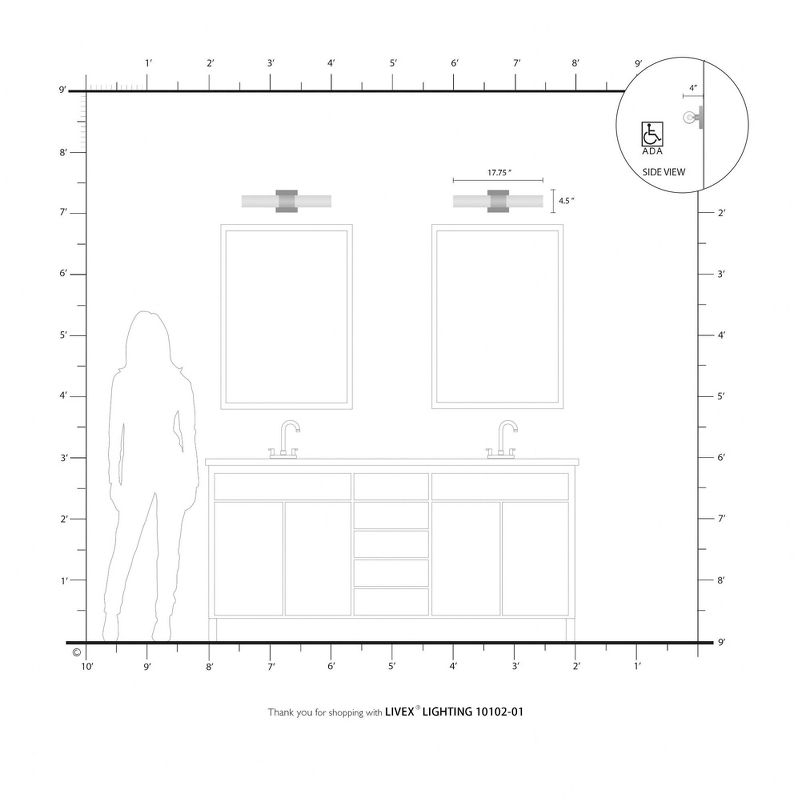 Livex Lighting Aero 2 - Light Vanity in  Antique Brass