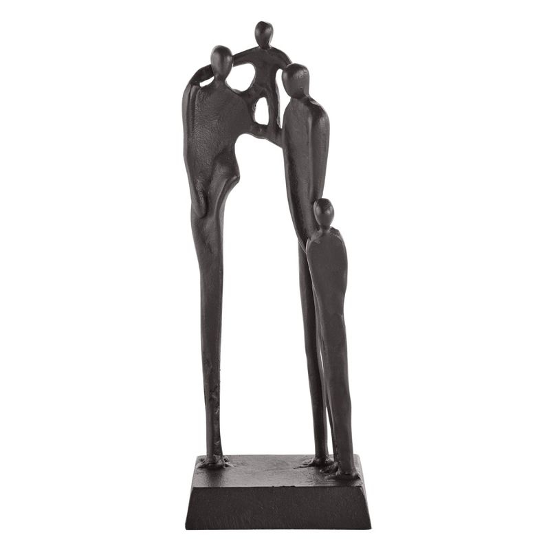 Danya B Brown Cast Iron Abstract Family of Four Together Sculpture - Tabletop Figurine For Desks, Accent Tables, or Shelves