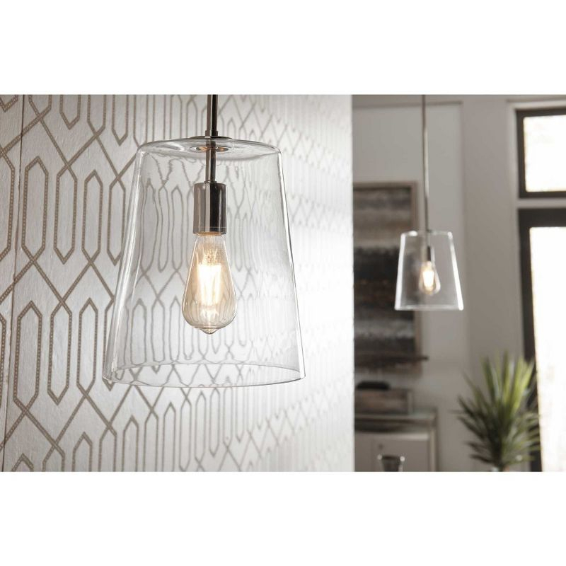 Progress Lighting Clarion 1-Light Pendant, Steel, Satin Brass, Clear Glass Shade