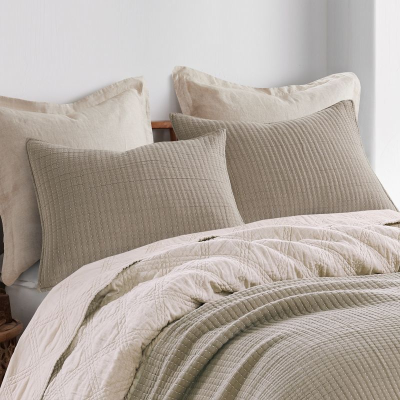 Caden Cotton Gauze Taupe Coverlet - One Full/Queen Coverlet - Levtex Home