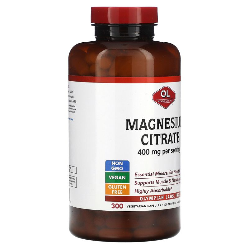 Olympian Labs Magnesium Citrate, 300 Vegetarian Capsules (133 mg per Capsule)