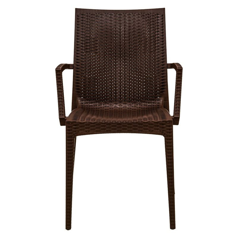LeisureMod Mace Modern Dining Arm Chair for Indoor and Outdoor Home, Set of 2 in Brown