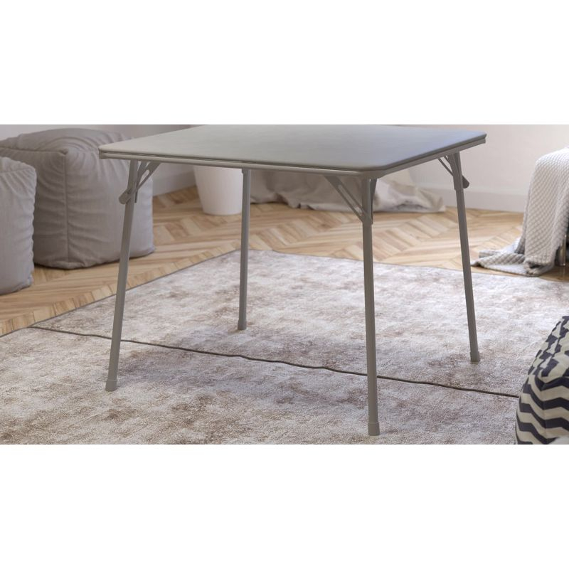 Emma and Oliver Brown Foldable Card Table with Vinyl Table Top - Game Table - Portable Table