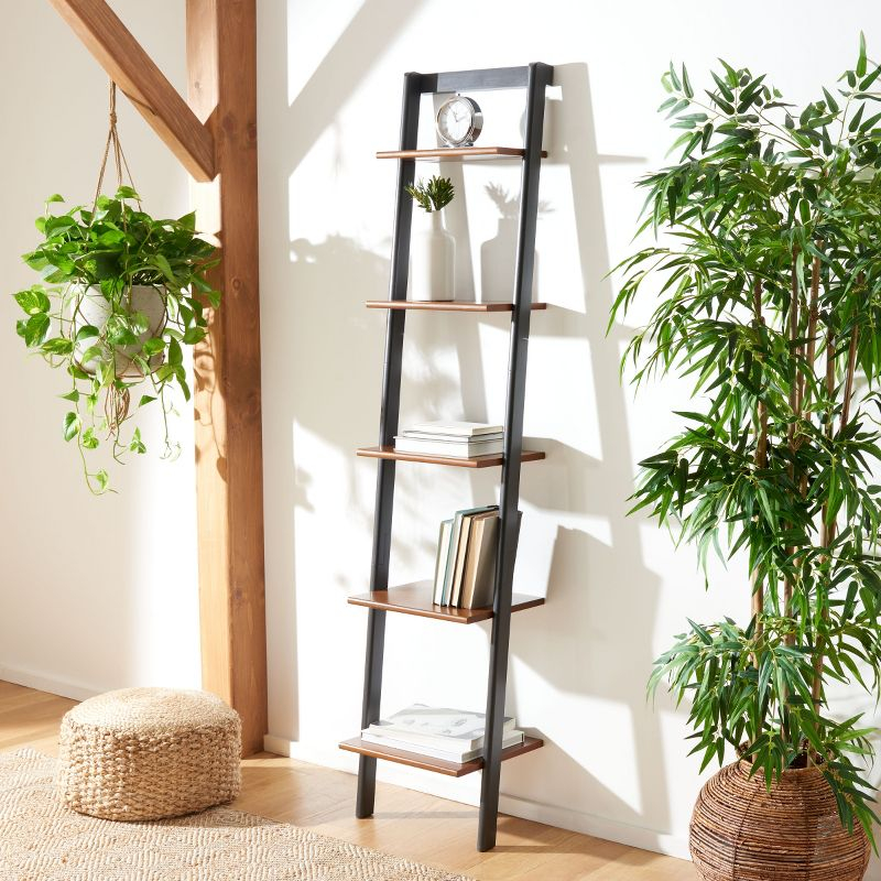 Allaire 5 Tier Leaning Etagere - ETG9400 - Honey Brown/Charcoal - Safavieh